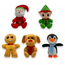 30433-8: 20CM Assorted Christmas Characters (5 DESIGNS, 100% Recycled Filling)